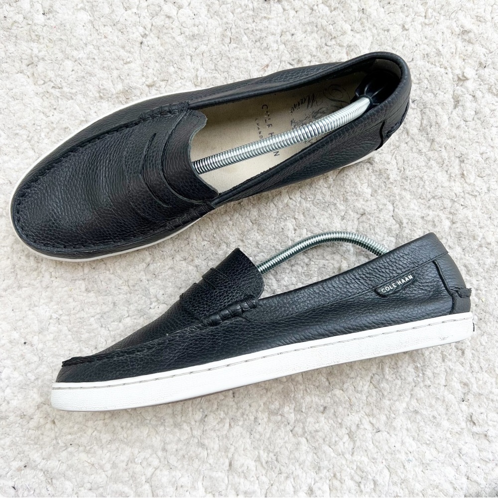 Cole Haan Men's Black Pebble Leather Slip On Penny Loafers Size 10.5
